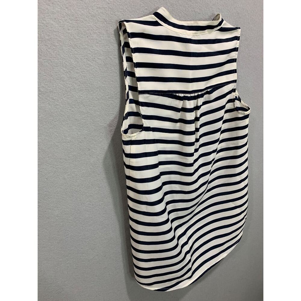 Size 00 J.Crew Womens Sleeveless Blouse Navy Blue White Stripe - Picture 6 of 8